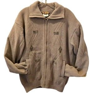 De Baggio Men's Full Zip Cardigan Long Sleeve Beige Men's XL Heavyweight